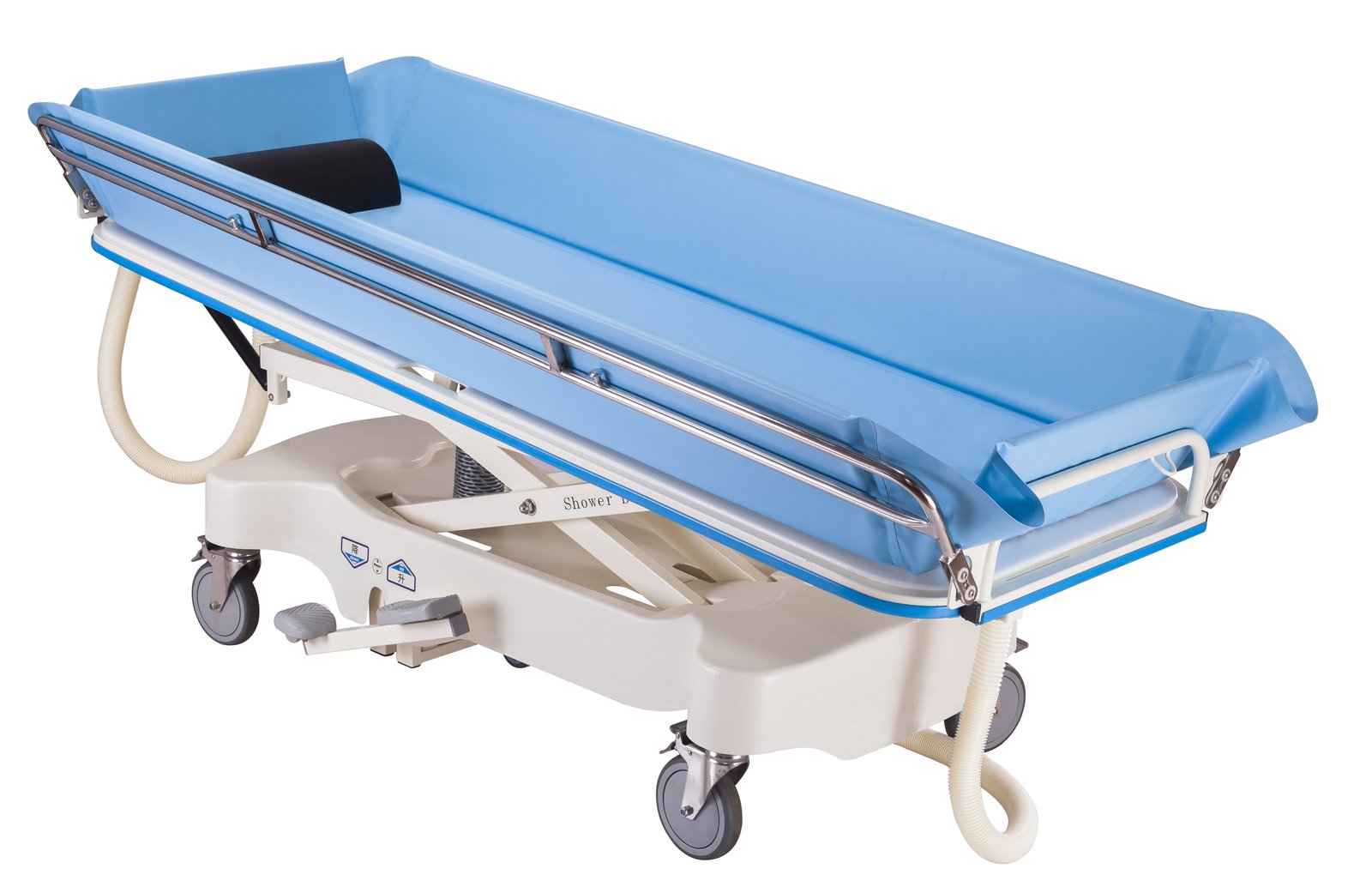 TBX03S powder-coated shower trolley on a white background